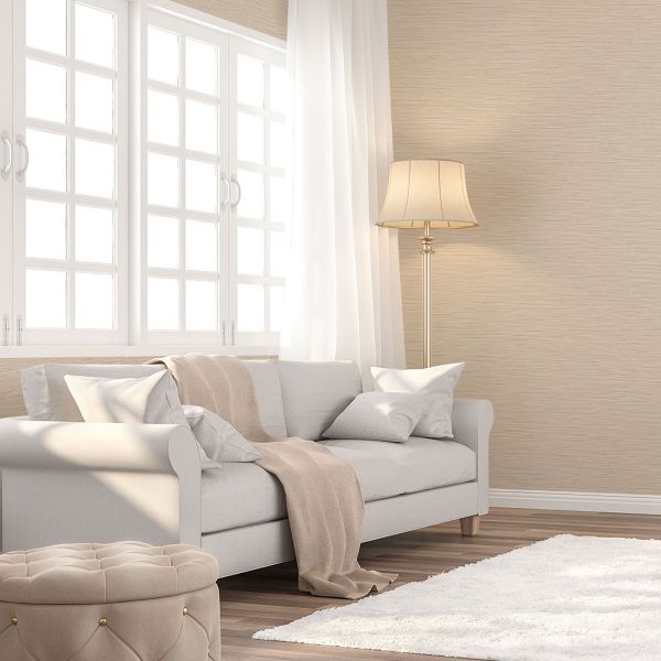 Roma Linear Texture Heavyweight Vinyl Wallpaper Beige - Elevate Your Home&#039;s Interior